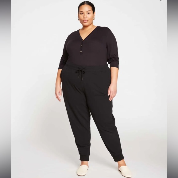 Universal Standard Black Heather Brushed Terry Drawstring Jogger - 2XS (6-8) - Picture 2 of 7